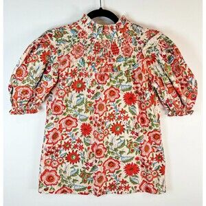 New Sohana Womens Top Floral Puffed Blouse Smocked Yoke Babydoll Cottagecore XS